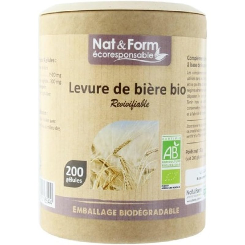 Nat&Form Eco Active Brewer's Yeast Organic Vegetable Capsules 200 Capsules