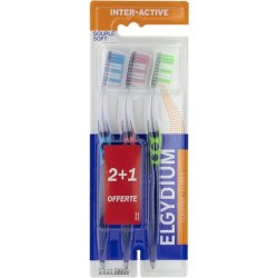 Elgydium Inter-Active Soft Toothbrush 2 Toothbrushes - Pack of 3