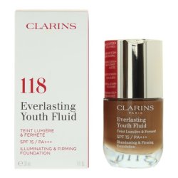 Clarins Everlasting Youth Fluid 118 Sienna Foundation 30ml For Women