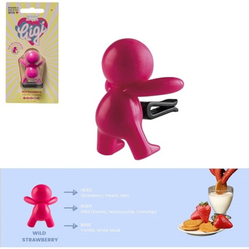 Gigi Car Air Freshener Wild Strawberry Fragrance Pink Long Lasting 30 Days Air