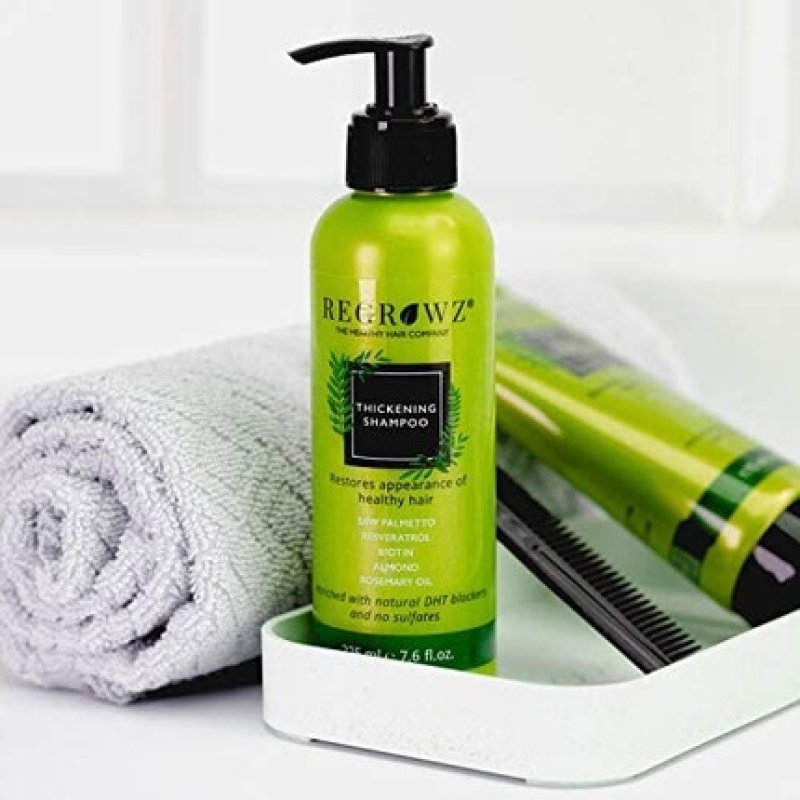 Regrowz Thickening Shampoo with Saw Palmetto, Biotin, Rosemary Oil, Coconut, Almond and Holy Basil Enriched with