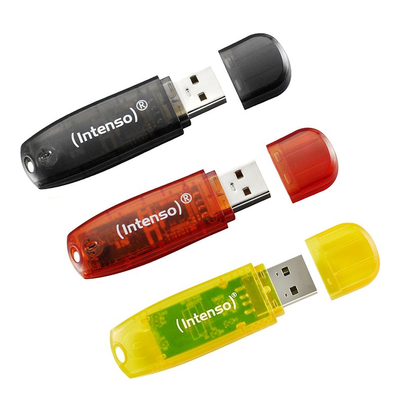 Intenso Rainbow Line Lot de 3 Clés USB 8 Go, USB-A 2.0, couleurs assorties, multipack