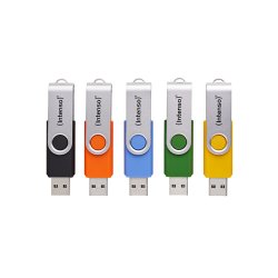 Intenso 5 x USB flash drive Office Line, 32 GB, USB-A, 3.2 Gen 1x1, assorted colors