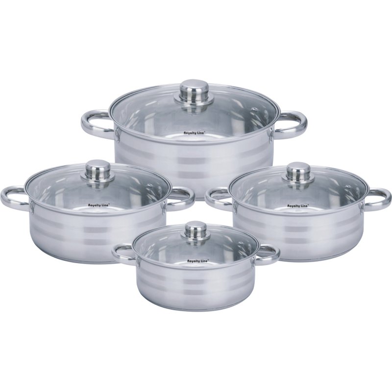 Royalty Line RL-SP7: Stainless Steel Cookware Set with Lids - 8 Pieces