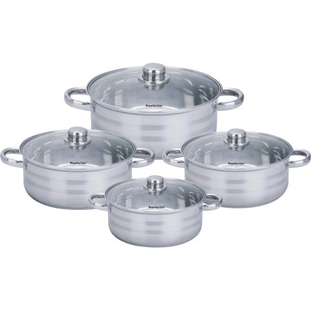 Royalty Line RL-SP7: Stainless Steel Cookware Set with Lids - 8 Pieces