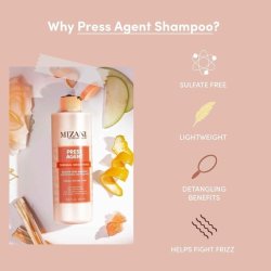 Mizani Press Agent Thermal Smoothing Sulfate-Free Shampoo for Dry, Frizzy Hair with Agave Extract and Argan Oil UV