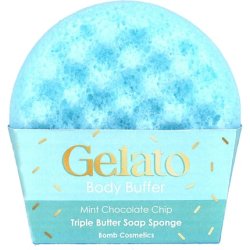 Bomb Cosmetics Mint Choc Chip Gelato Body Buffer Triple Butter Soap Sponge