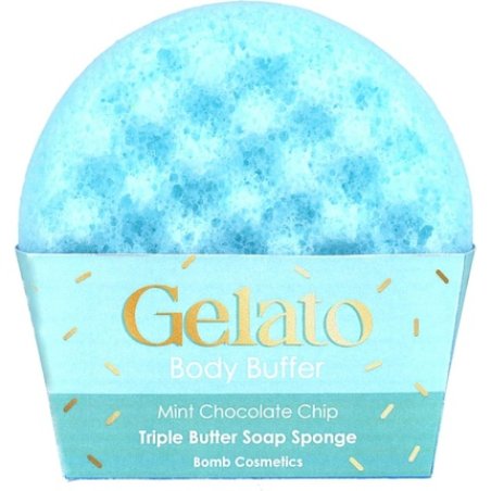Bomb Cosmetics Mint Choc Chip Gelato Body Buffer Triple Butter Soap Sponge