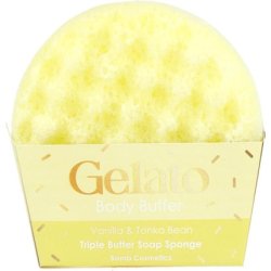 Bomb Cosmetics Vanilla & Tonka Gelato Body Buffer Triple Butter Soap Sponge