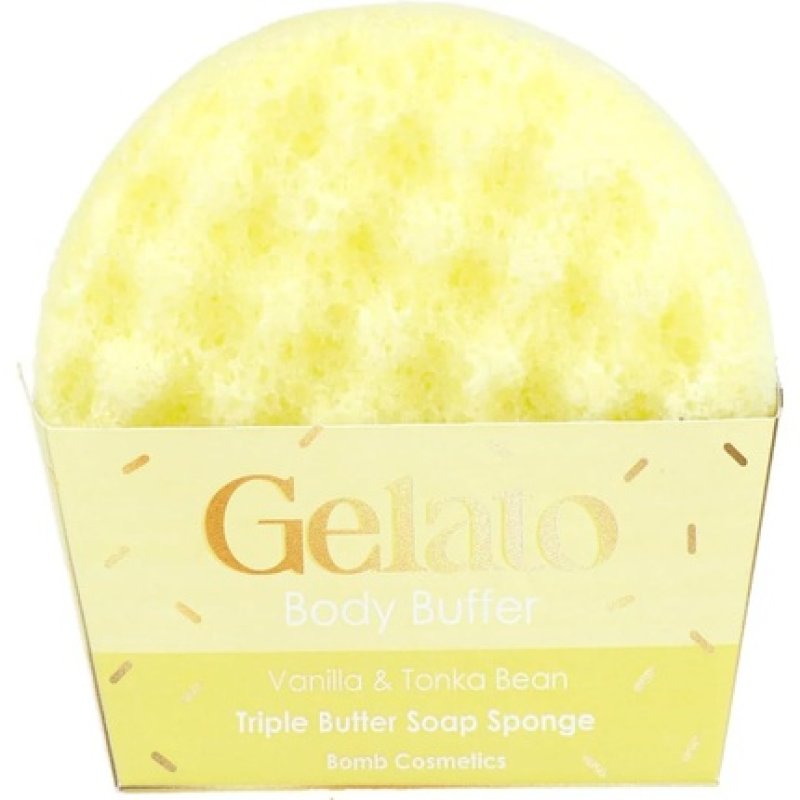 Bomb Cosmetics Vanilla & Tonka Gelato Body Buffer Triple Butter Soap Sponge