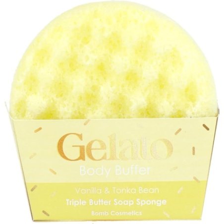 Bomb Cosmetics Vanilla & Tonka Gelato Body Buffer Triple Butter Soap Sponge