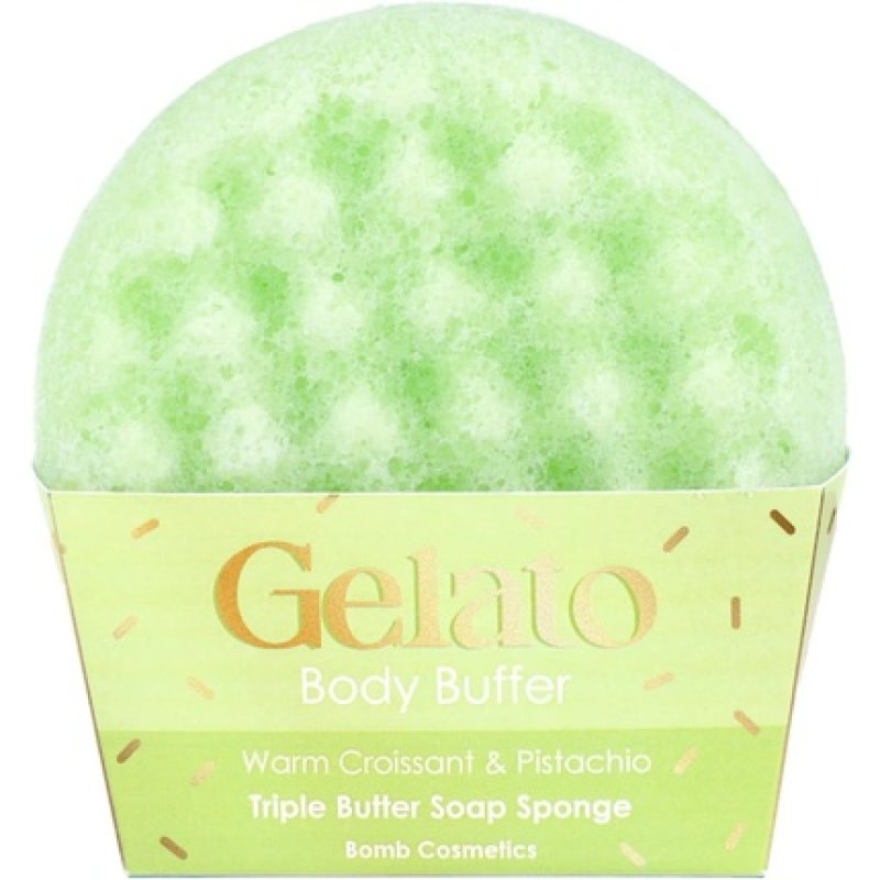 Bomb Cosmetics Warm Croissant & Pistachio Body Buffer Triple Butter Soap Sponge
