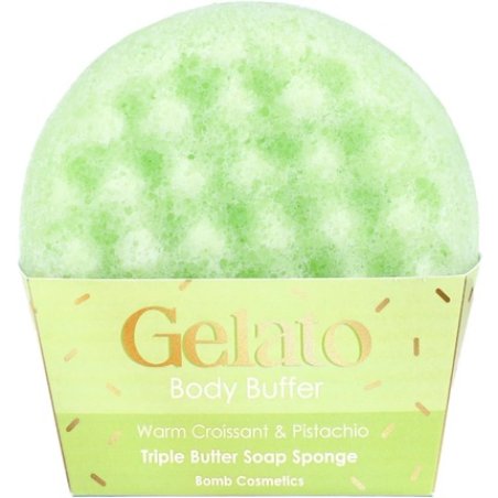 Bomb Cosmetics Warm Croissant & Pistachio Body Buffer Triple Butter Soap Sponge