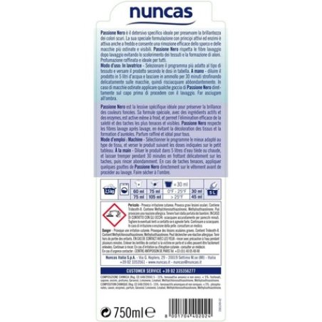 Nuncas Italia Spa Detergent for Black Fabrics Passione Nero 750ml