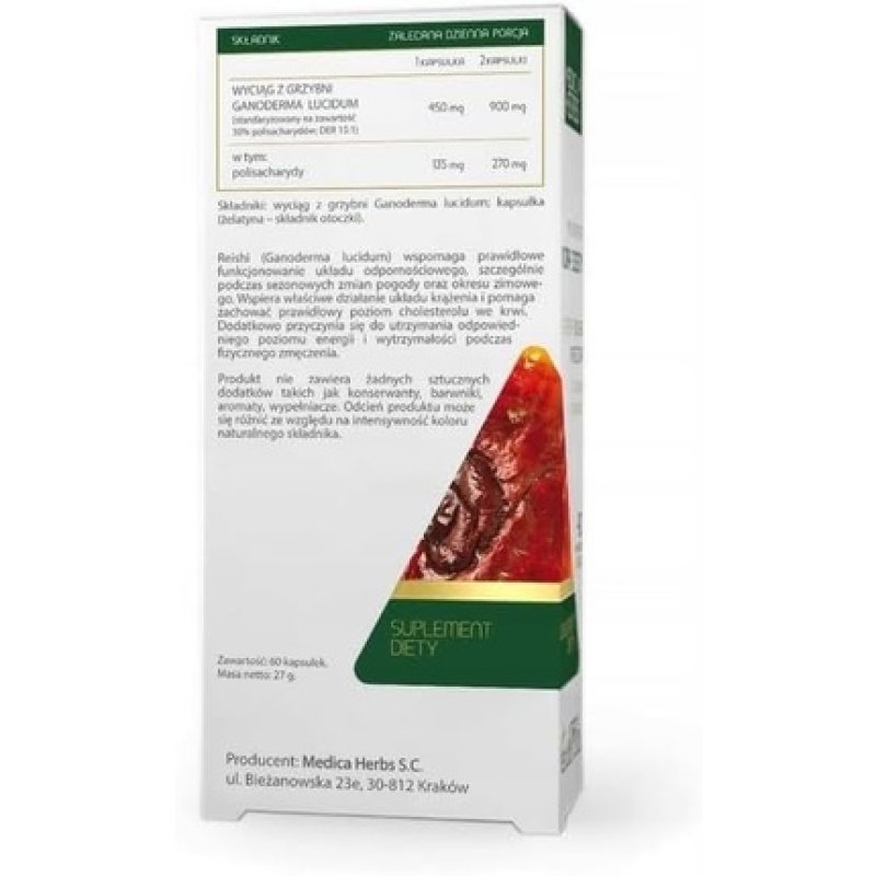 Medica Herbs Reishi 450mg Extract per Capsule Supports Immune System