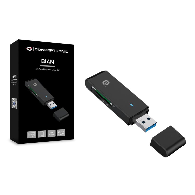 Conceptronic BIAN02B lecteur de carte mémoire USB 3.2 Gen 1 (3.1 Gen 1) Type-A Noir