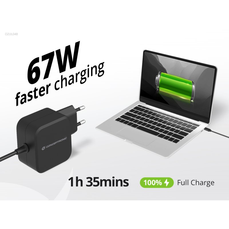 Conceptronic OZUL04BE chargeur d'appareils mobiles Universel Noir Secteur Intérieure