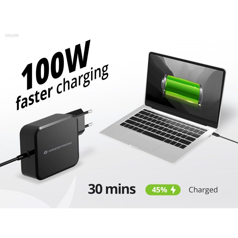 Conceptronic OZUL05BE mobile device charger Universal Black AC Indoor