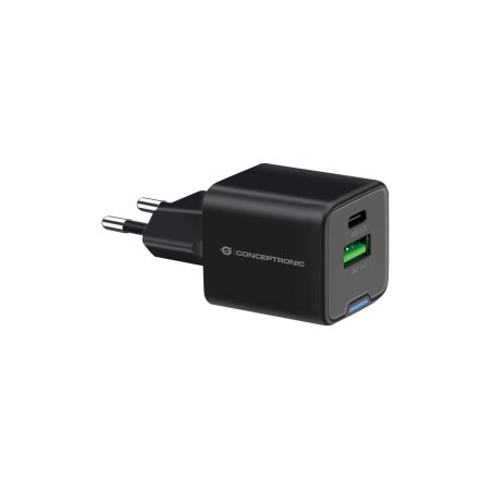 CONCEPTRONIC Ladegerät 2Port GaN USB-C/-A 20WPD3.0/PPS sw