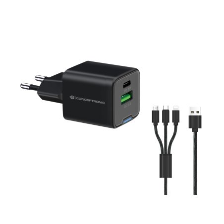 Conceptronic ALTHEA16B chargeur d'appareils mobiles Universel Noir Secteur Charge rapide Intérieure