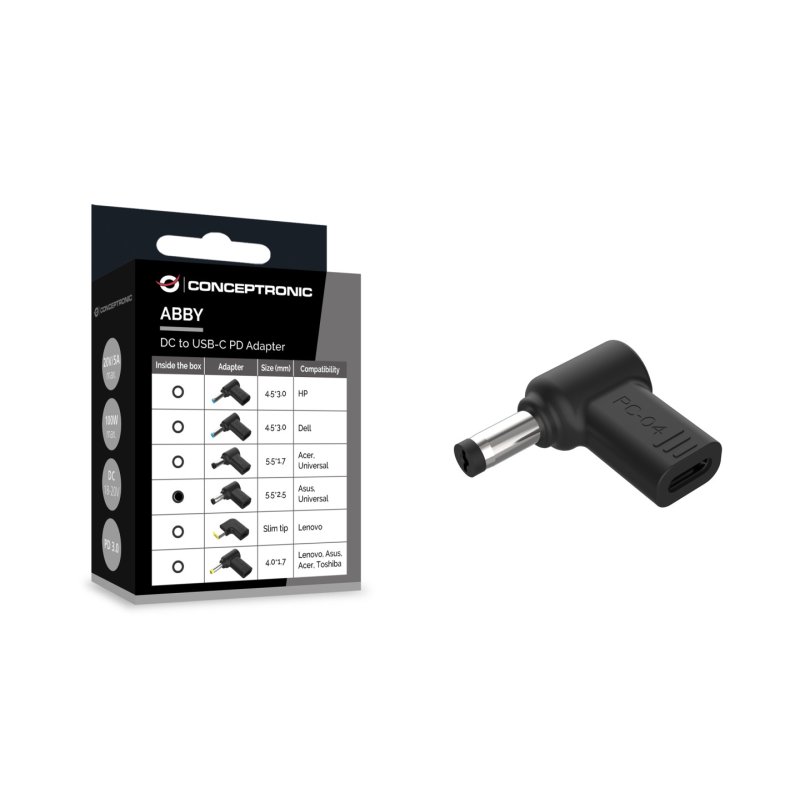 CONCEPTRONIC USB-C PD100W-Asus/Uni.5.5x2.5mm Adap.18-20V sw