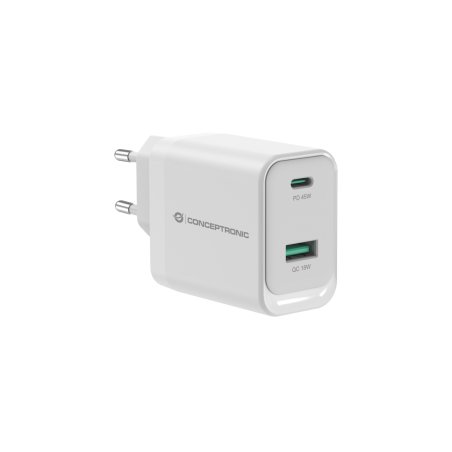 CONCEPTRONIC Ladegerät 2Port GaN USB-C/-A 45WPD3.0/PPS ws