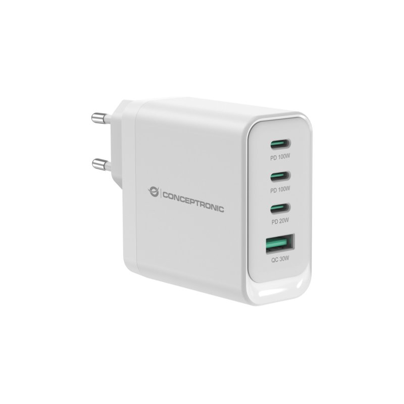 Conceptronic ALTHEA22W100 chargeur d'appareils mobiles Universel Blanc Secteur Charge rapide Intérieure
