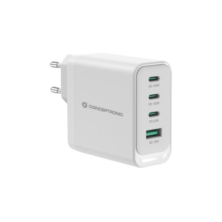 Conceptronic ALTHEA22W100 chargeur d'appareils mobiles Universel Blanc Secteur Charge rapide Intérieure