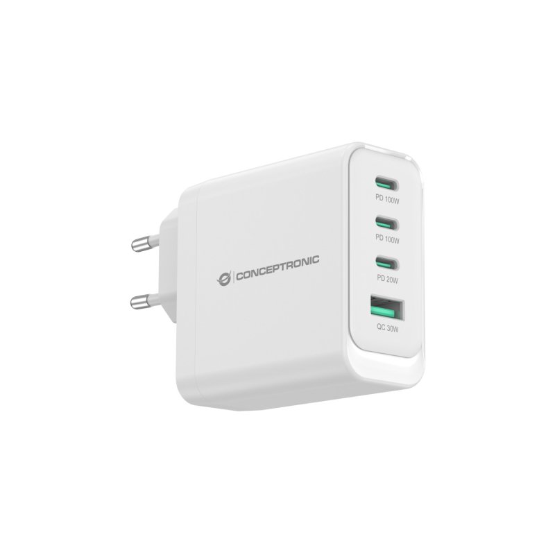Conceptronic ALTHEA22W100 chargeur d'appareils mobiles Universel Blanc Secteur Charge rapide Intérieure