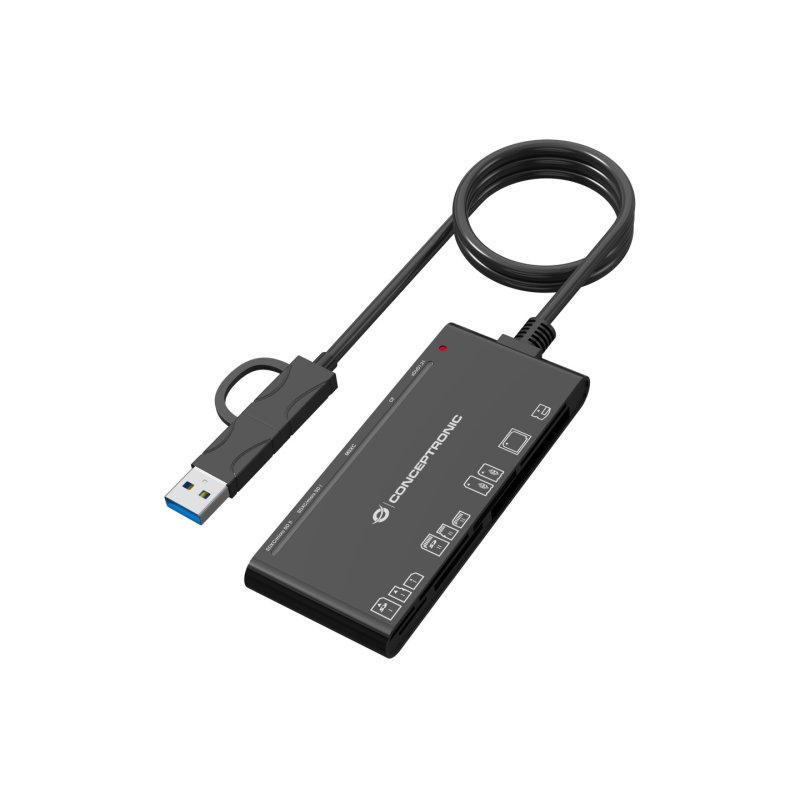 Conceptronic BIAN10B lecteur de carte mémoire USB 3.2 Gen 1 (3.1 Gen 1) Type-A/Type-C Noir