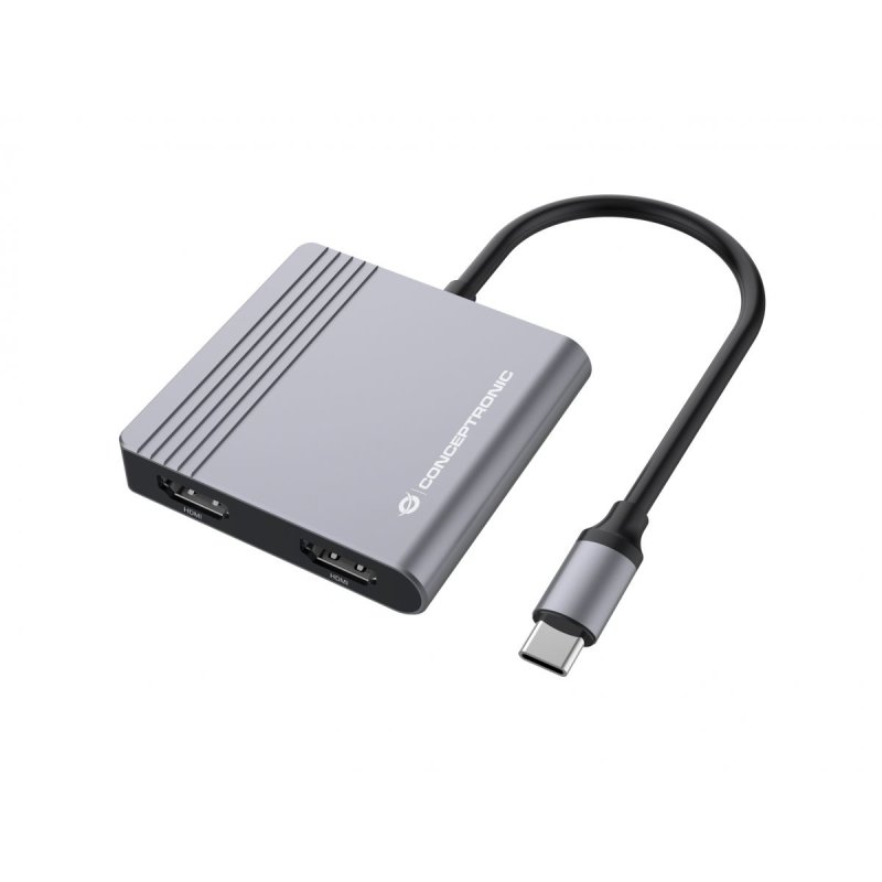 CONCEPTRONIC 4-1 Dock USB-C-2xHDMI/USB-A/100WPD 25cm gr
