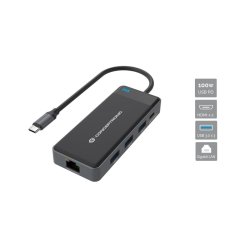 Conceptronic DONN14G laptop dock/port replicator Wired USB 3.2 Gen 1 (3.1 Gen 1) Type-C Grey