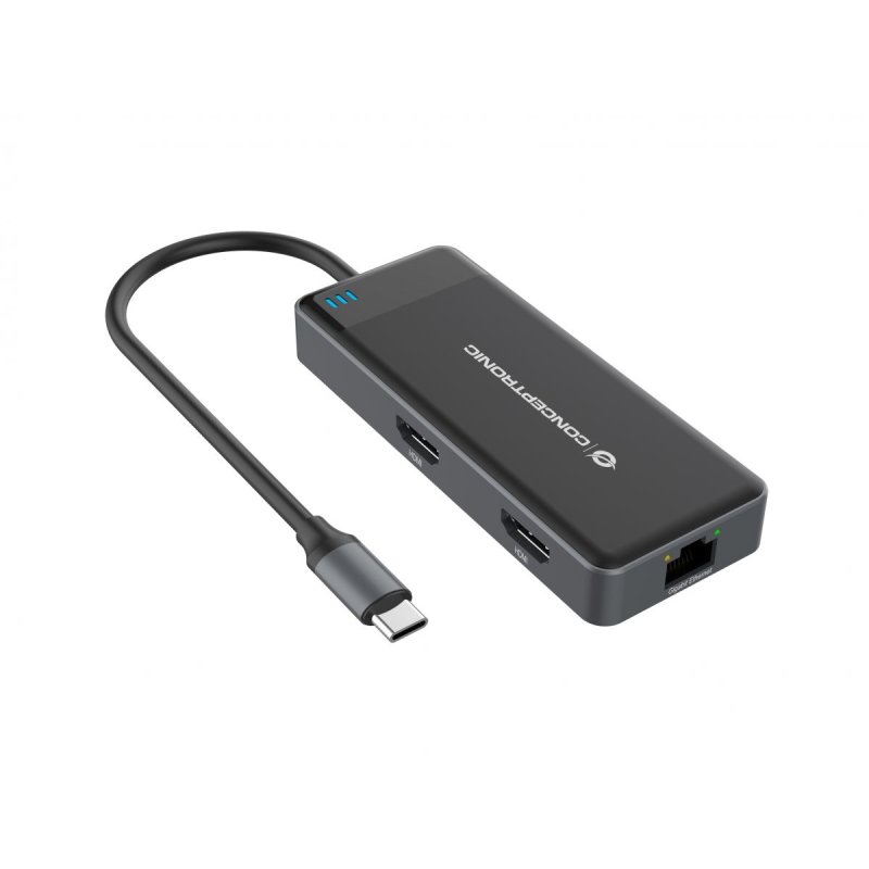 CONCEPTRONIC 7-1 Dock USB-C-2xHDMI/3xUSB-A/GbE/ 25cm gr