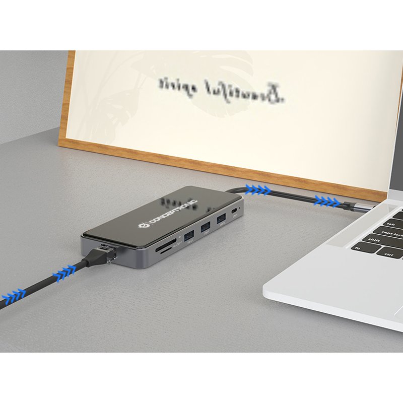 CONCEPTRONIC 7-1 Dock USB-C-2xHDMI/3xUSB-A/GbE/ 25cm gr