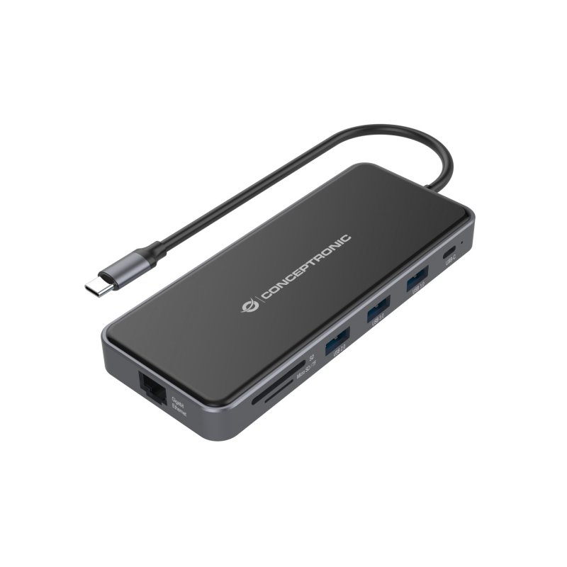 CONCEPTRONIC 12-1 Dock USB-C-2xHDMI/3xUSB-A/AUX/ 25cm gr