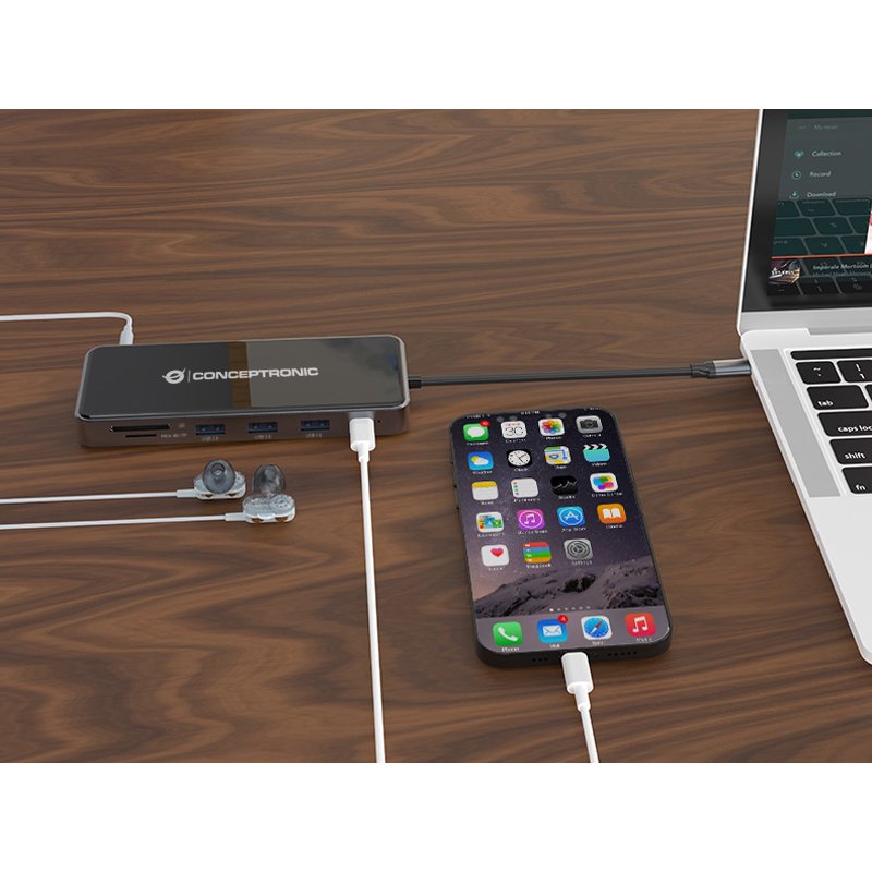 CONCEPTRONIC 12-1 Dock USB-C-2xHDMI/3xUSB-A/AUX/ 25cm gr