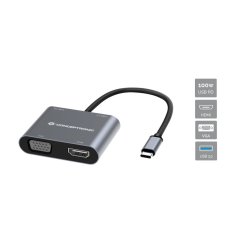 Conceptronic DONN16G Avec fil USB 3.2 Gen 1 (3.1 Gen 1) Type-C Gris