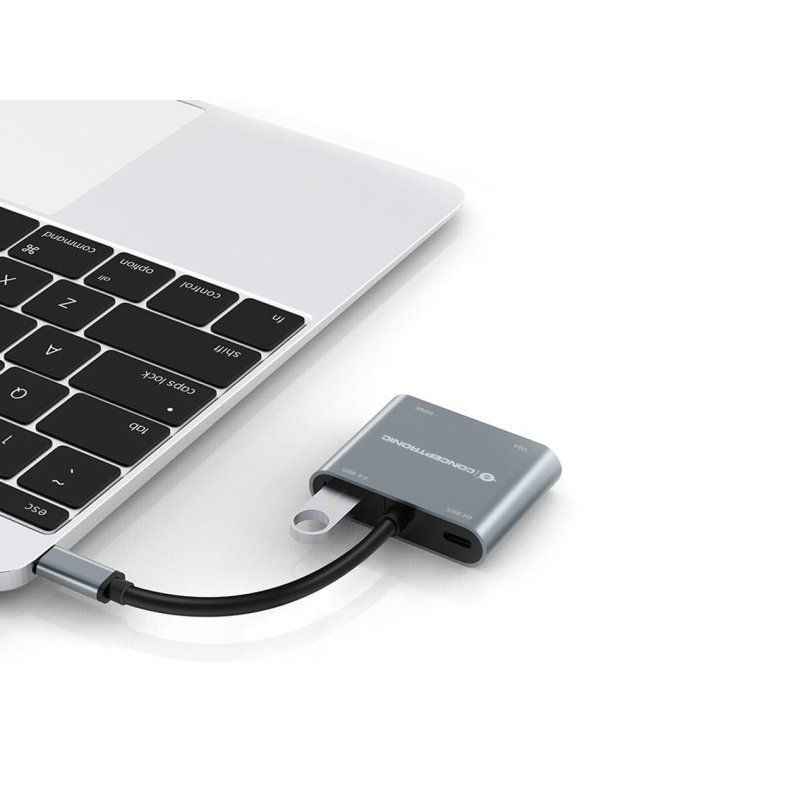 CONCEPTRONIC 4-1 Dock USB-C-HDMI.USB3.0.VGA.100WPD 15cm gr