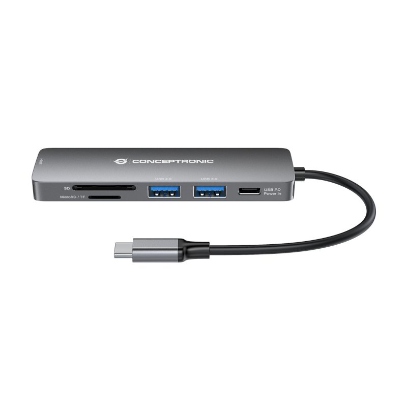 Conceptronic DONN11G 6-in-1 USB 3.2 Gen 1 Docking Station, HDMI, 100W USB PD, USB 3.0, USB 2.0, SD, TF/MicroSD