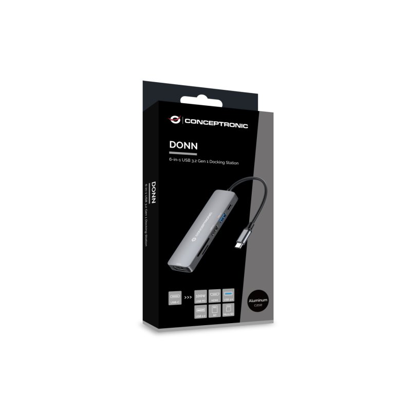 CONCEPTRONIC 6-1 Dock USB-C-HDMI/2xUSB-A/SD/TF/ 15cm gr