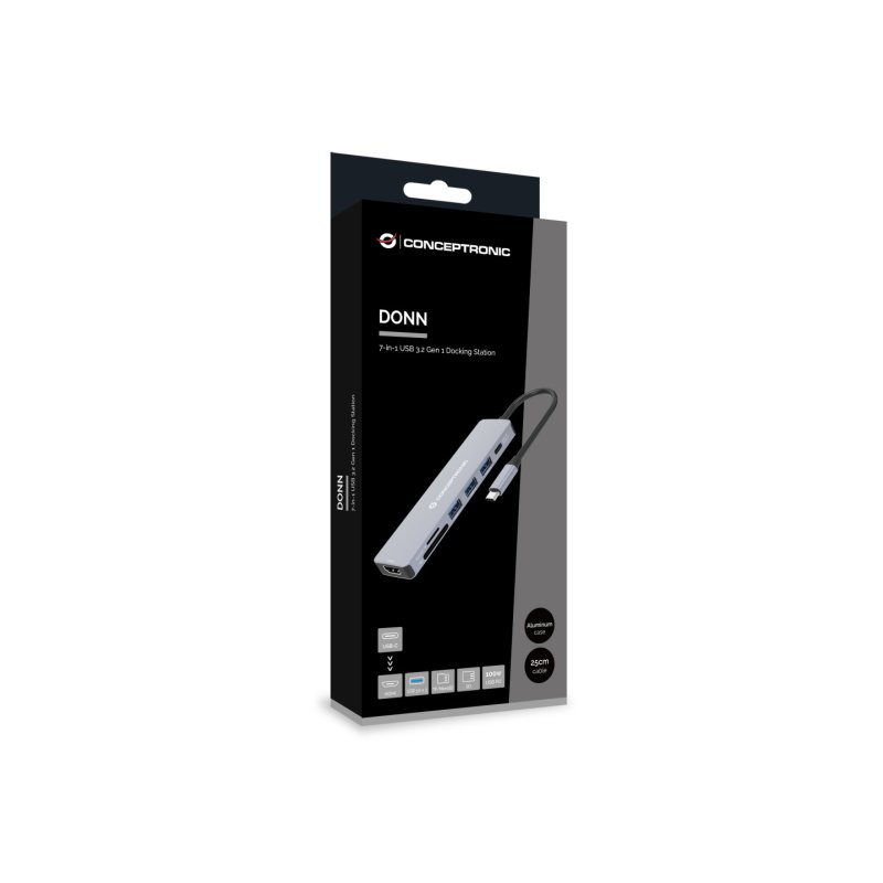 Conceptronic DONN19G station d'accueil Avec fil USB 3.2 Gen 1 (3.1 Gen 1) Type-C Gris
