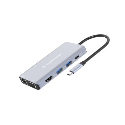 Conceptronic DONN20G 10-in-1 USB 3.2 Gen 1 Docking Station, HDMI, VGA, USB-A 3.0 x 3, SD, TF/MicroSD, Audio, GbE LAN,