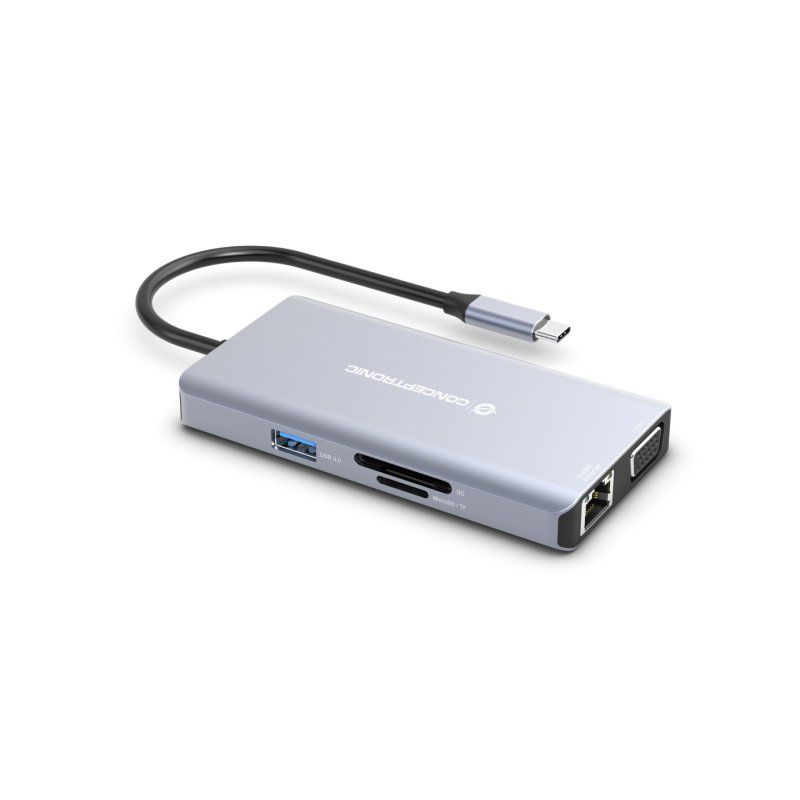 CONCEPTRONIC 10-1 Dock USB-C-HDMI/USB-A/VGA/AUX/ 25cm gr