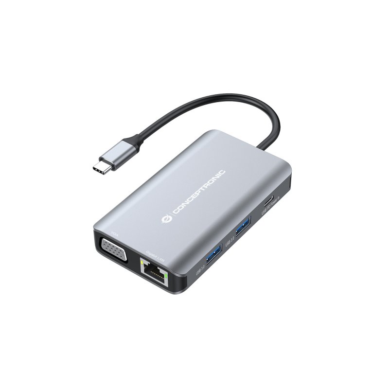 Conceptronic DONN21G laptop dock/port replicator Wired USB 3.2 Gen 1 (3.1 Gen 1) Type-C Grey