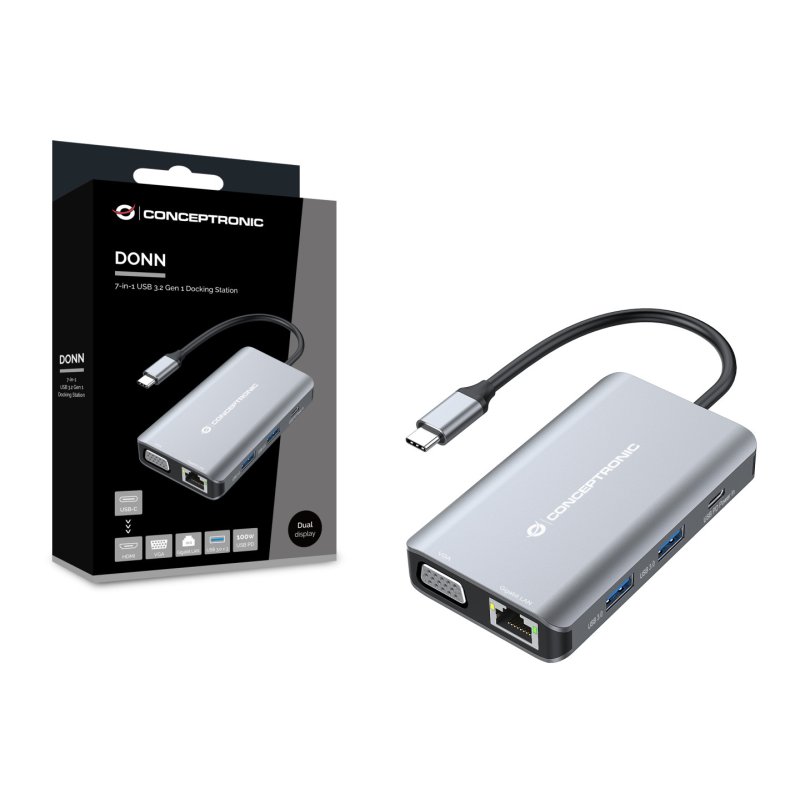 CONCEPTRONIC 7-1 Dock USB-C-HDMI/3xUSB-A/VGA/ 25cm gr