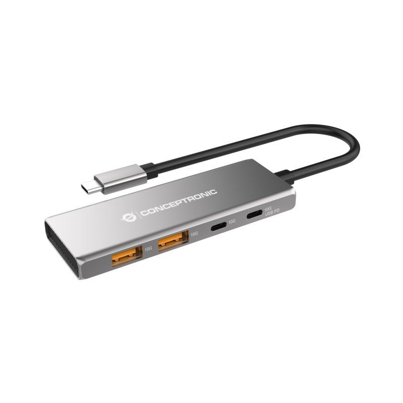 Conceptronic HUBBIES15G hub & concentrateur USB 3.2 Gen 2 (3.1 Gen 2) Type-C 10000 Mbit/s Gris