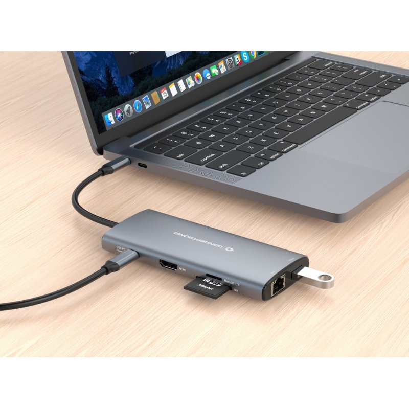 CONCEPTRONIC 10-1 Dock USB-C-HDMI/2xUSB-C/3xUSB-A/ 20cm gr
