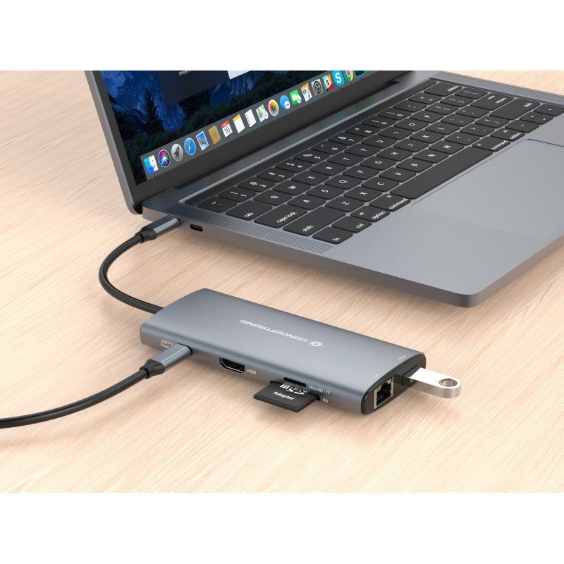 Conceptronic DONN06G station d'accueil Avec fil USB 3.2 Gen 1 (3.1 Gen 1) Type-C Gris