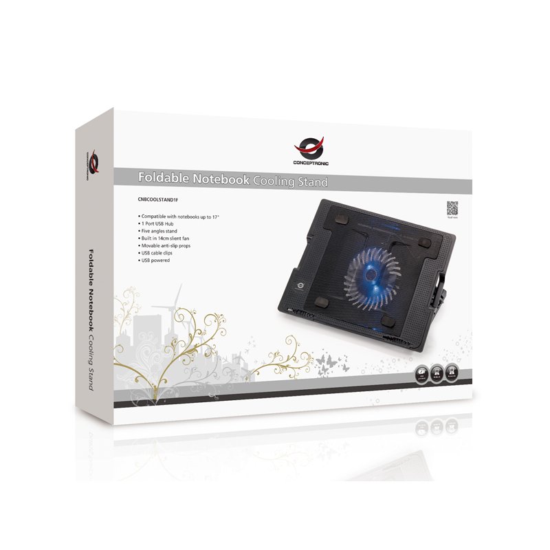 Conceptronic THANA Notebook Cooling Pad, Fits up to 17", 1-Fan