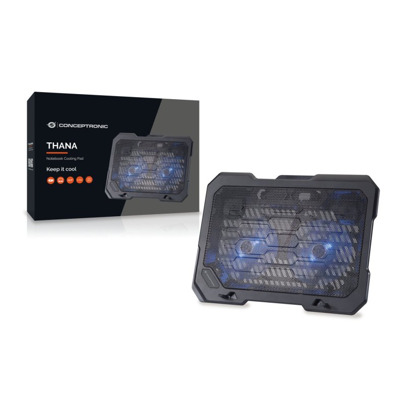 Conceptronic THANA Notebook Cooling Pad, Fits up to 15.6", 2-Fan